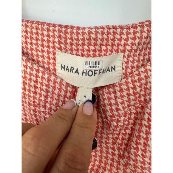 Mara Hoffman Corset Tank Top Sleeveless Lola Coral Houndstooth Size 4 Small - Picture 5 of 7